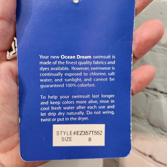 NWT Ocean Dream Geometric Print Halter Swim Top Women's 8 - Picture 4 of 9